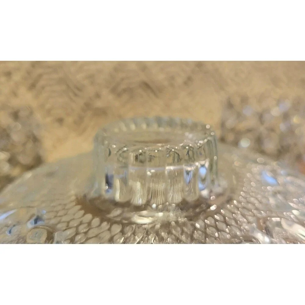 KIG Indonesia Roses in Hearts Pattern Glass Candy Dish with Lid - 1950's